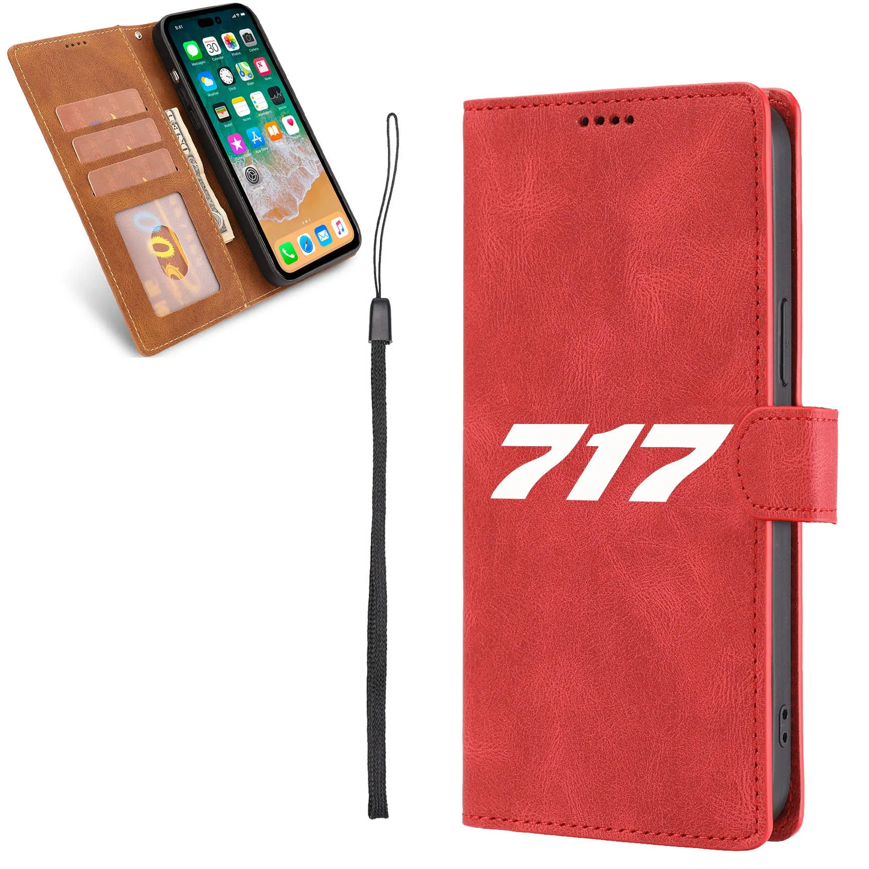 717 Flat Text Designed Leather iPhone Cases