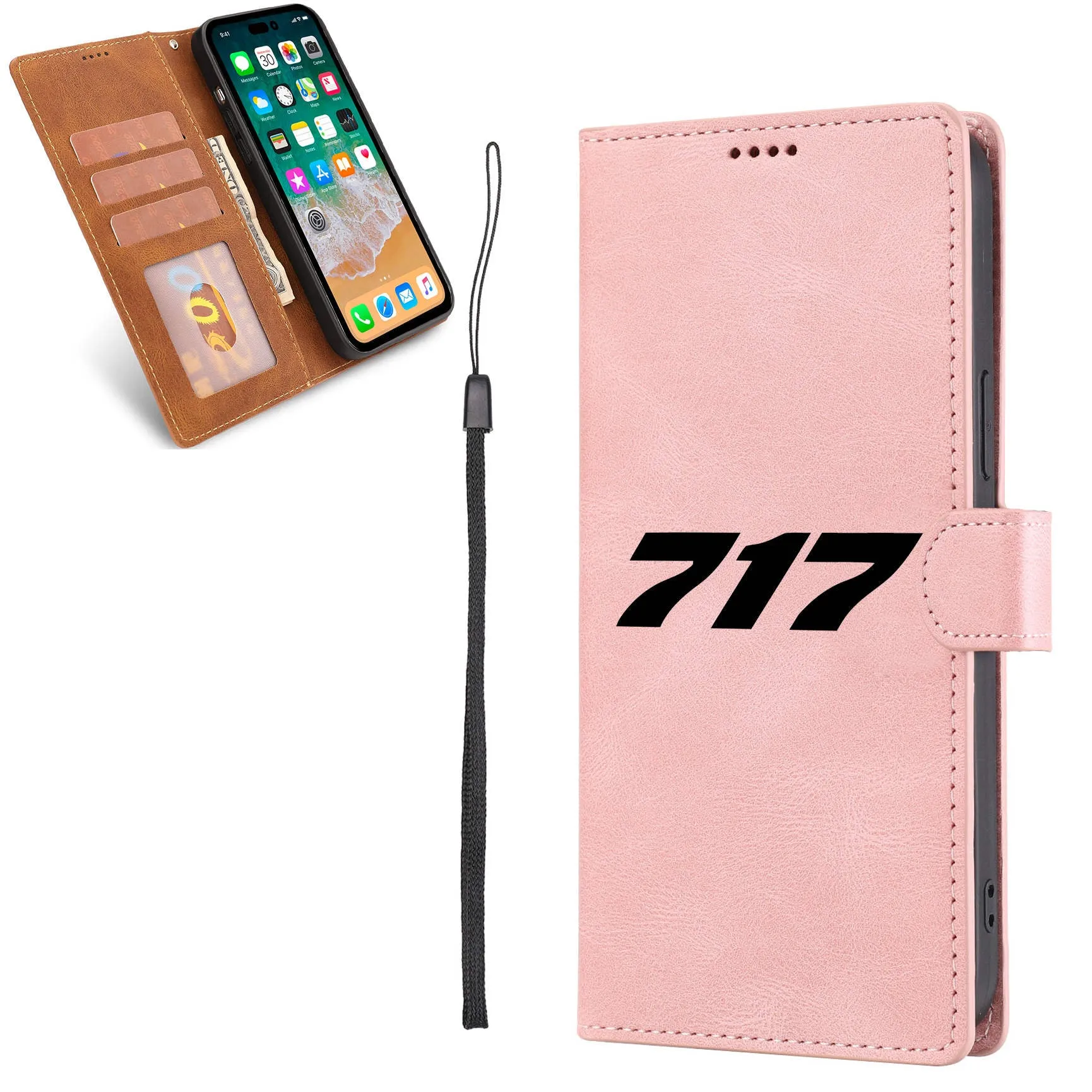 717 Flat Text Designed Leather iPhone Cases