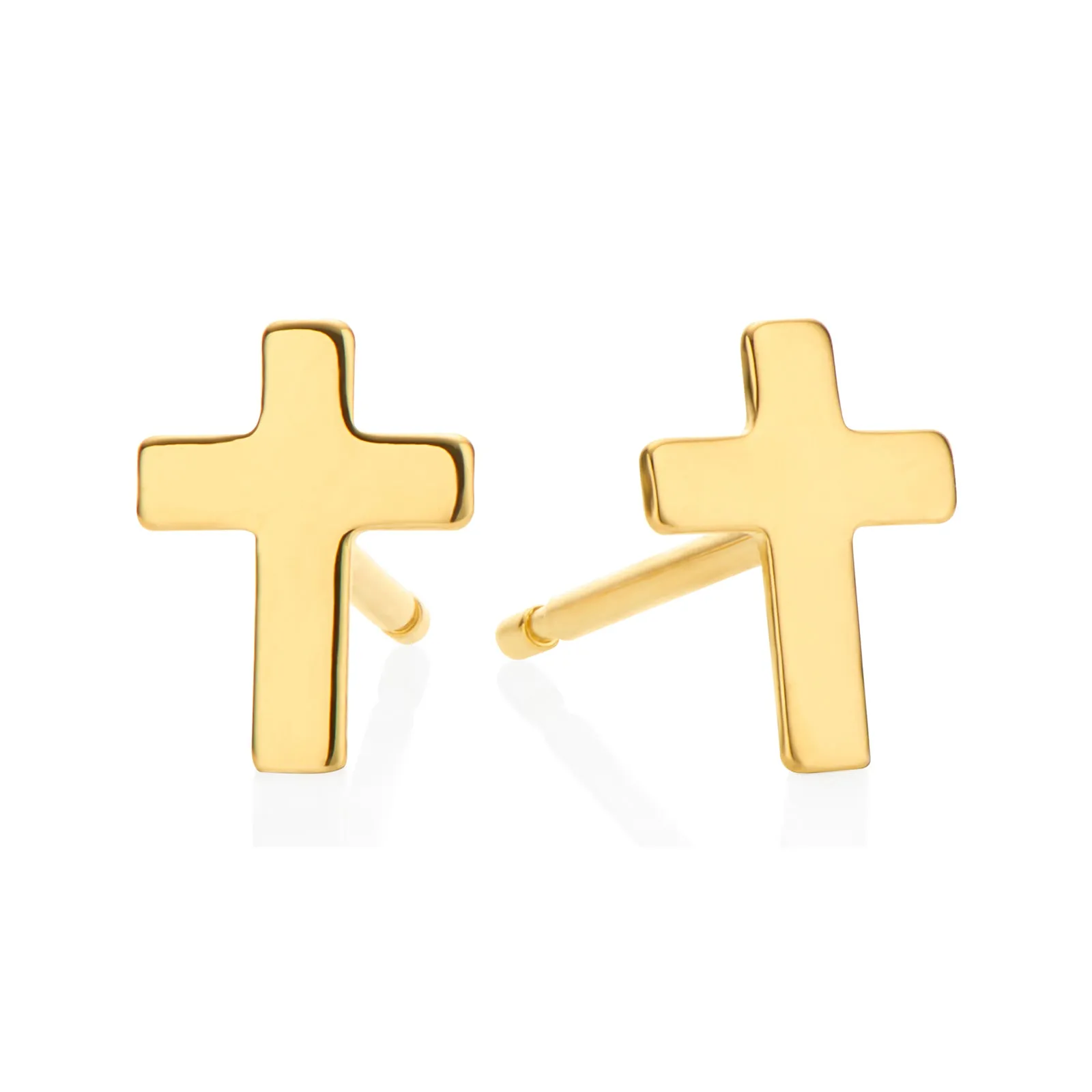 9ct Yellow Gold 6x4mm Cross Stud Earrings