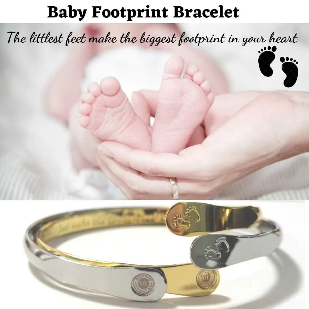 Baby Bracelets, Footprint Bracelets, Engraved Bracelets The littlest feet makes the biggest footprint in your heart- Footprint (Baby)