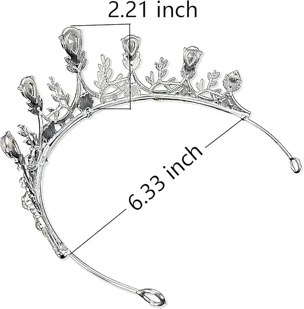 Babymoon Water Drop Alloy Crystal Girl’s Women’s Crown | Tiara Hairband Hair Accessories | Silver