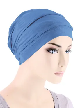 BBPCAP-PERIWINKLE#Lux Bamboo Pleated Cap in Periwinkle Blue