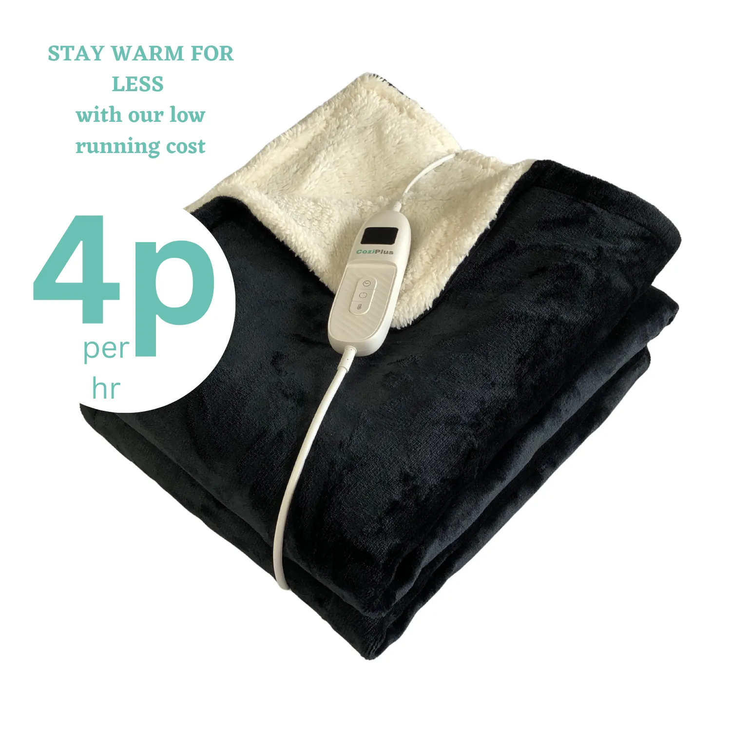 Black Electric Heated Sherpa Throw