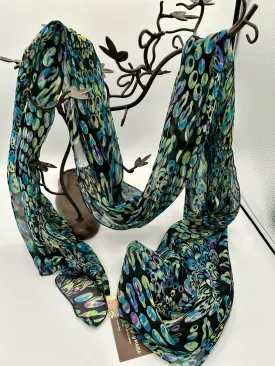 Black with Multi Colored Abstract Poly Scarf