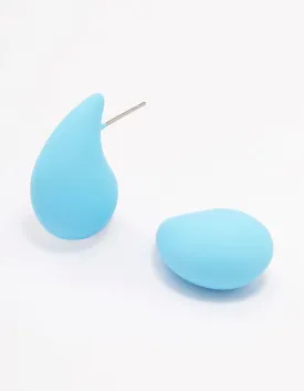 Blue Chubby Teardrop Stud Earrings