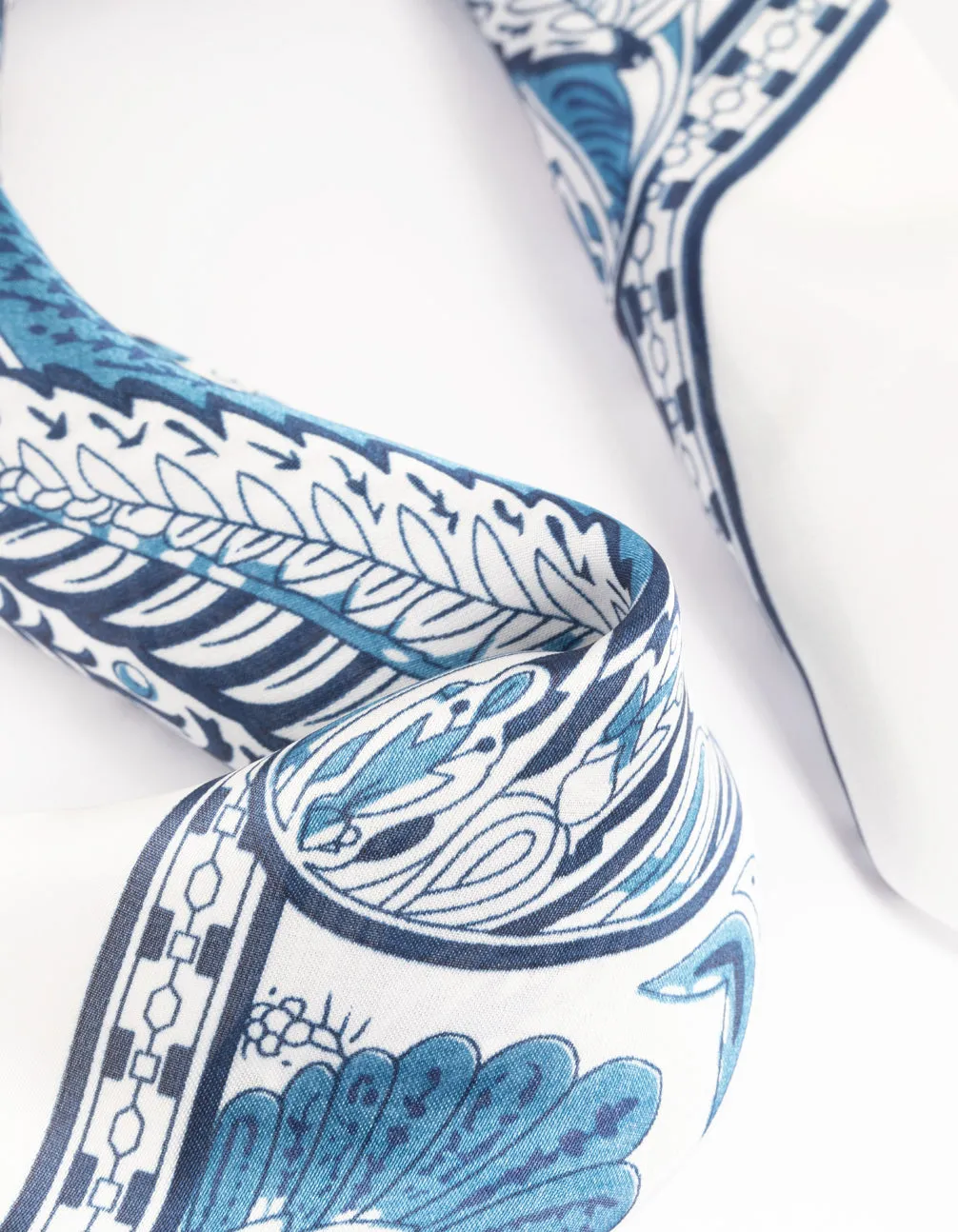 Blue Floral Paisley Print Bandana Hair Scarf