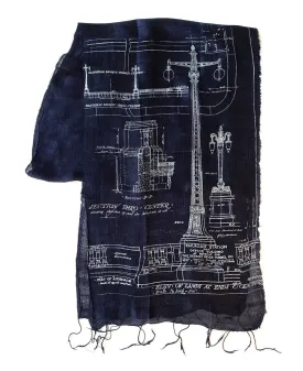 Blueprint Silk Scarf: Detroit's Train Station Ironwork.