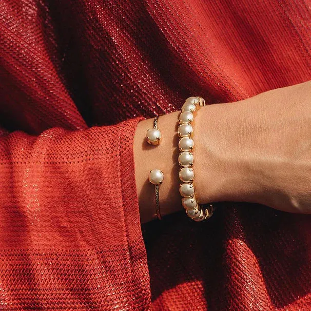 Caroline Svedbom Classic Petite Gold Bracelet - Pearl