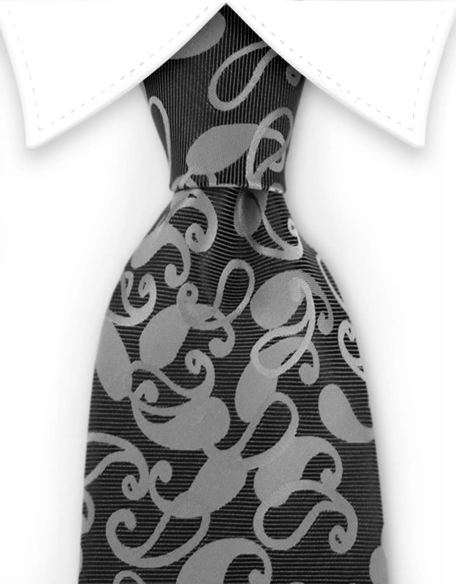 Charcoal & Silver Paisley Necktie