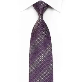 Charles Jourdan Men's Crystal Silk Necktie Purple Interlocking Circles On Navy With Sparkles