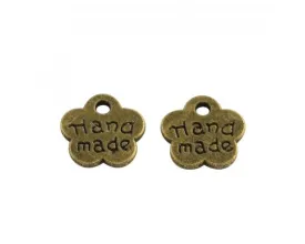 Charms - Flower - Engraved (Handmade) - 8mm x 8.5mm - Antique Bronze