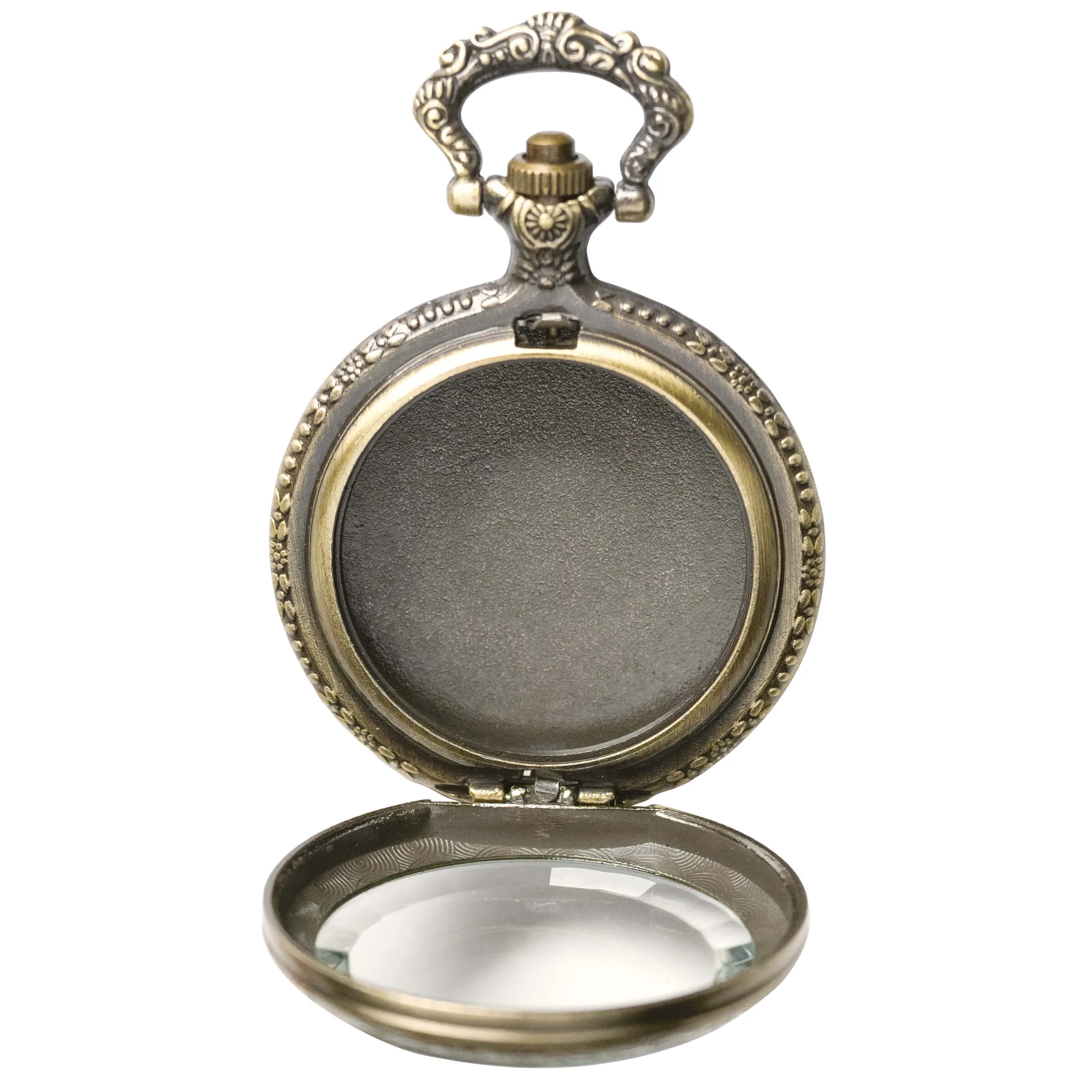 Clear Front Pocket Watch Case - Ant. Imitation Gold