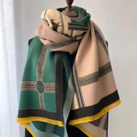 Color Blocking And Matching Cashmere Scarves For Women