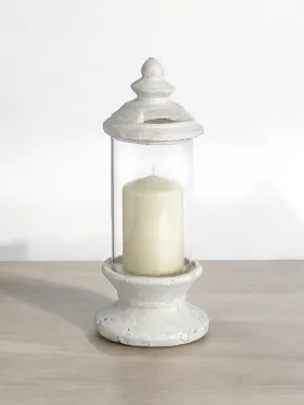 Concrete Stoneware Lidded Hurricane Storm Lantern