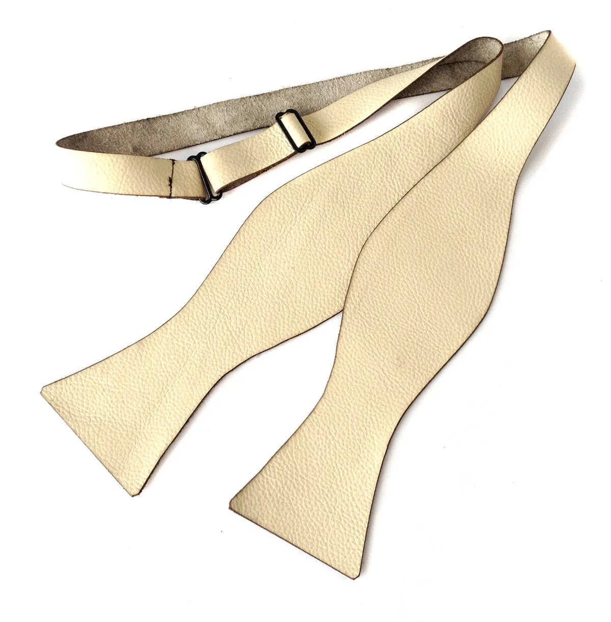 Cream Textured Leather Bow Tie