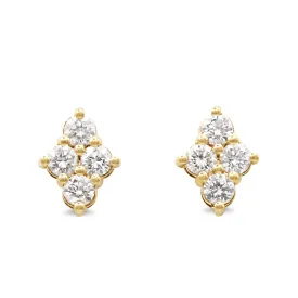 Diamond Cluster Earrings - 18ct Yellow Gold