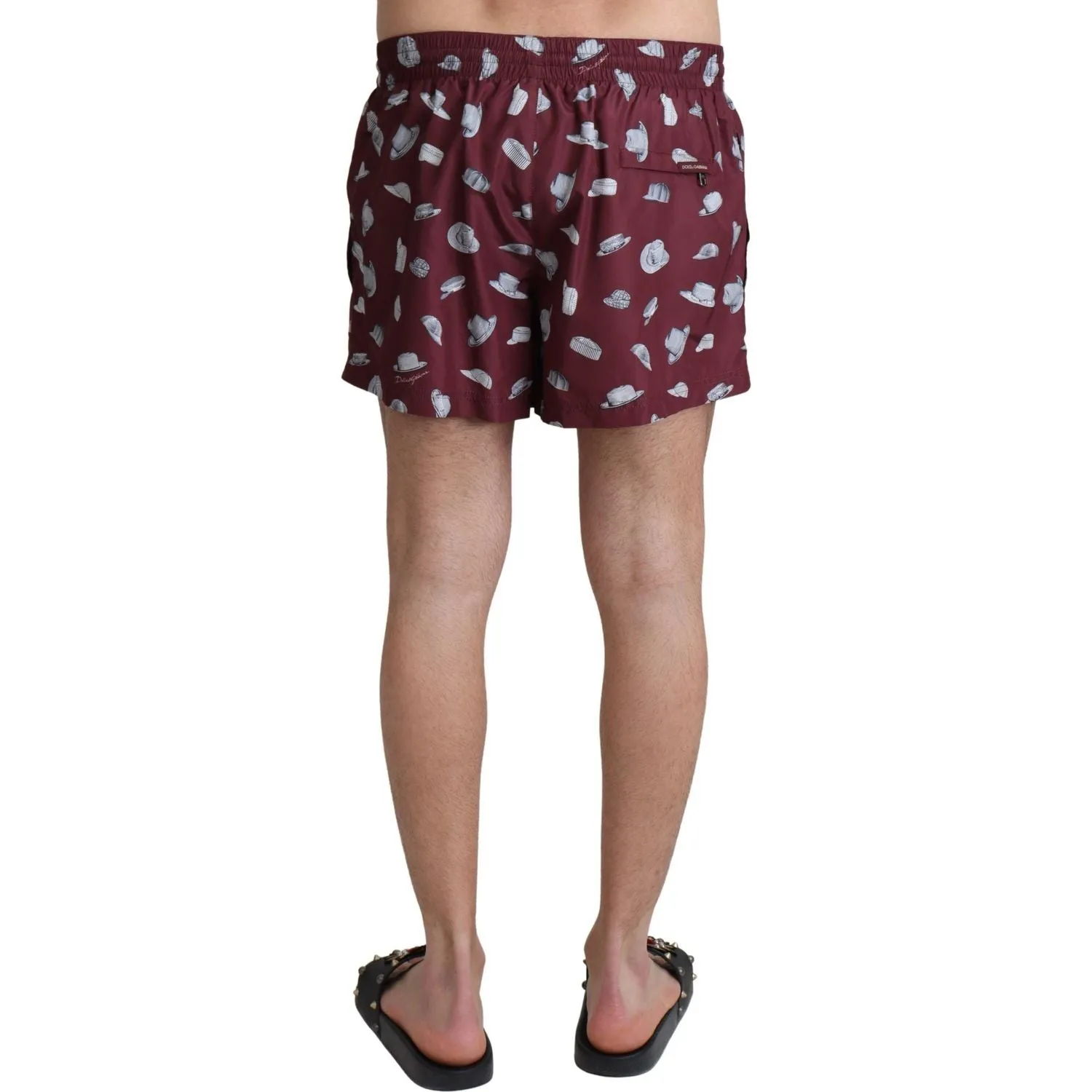 Dolce & Gabbana Maroon Elegance Men's Swimming Trunks