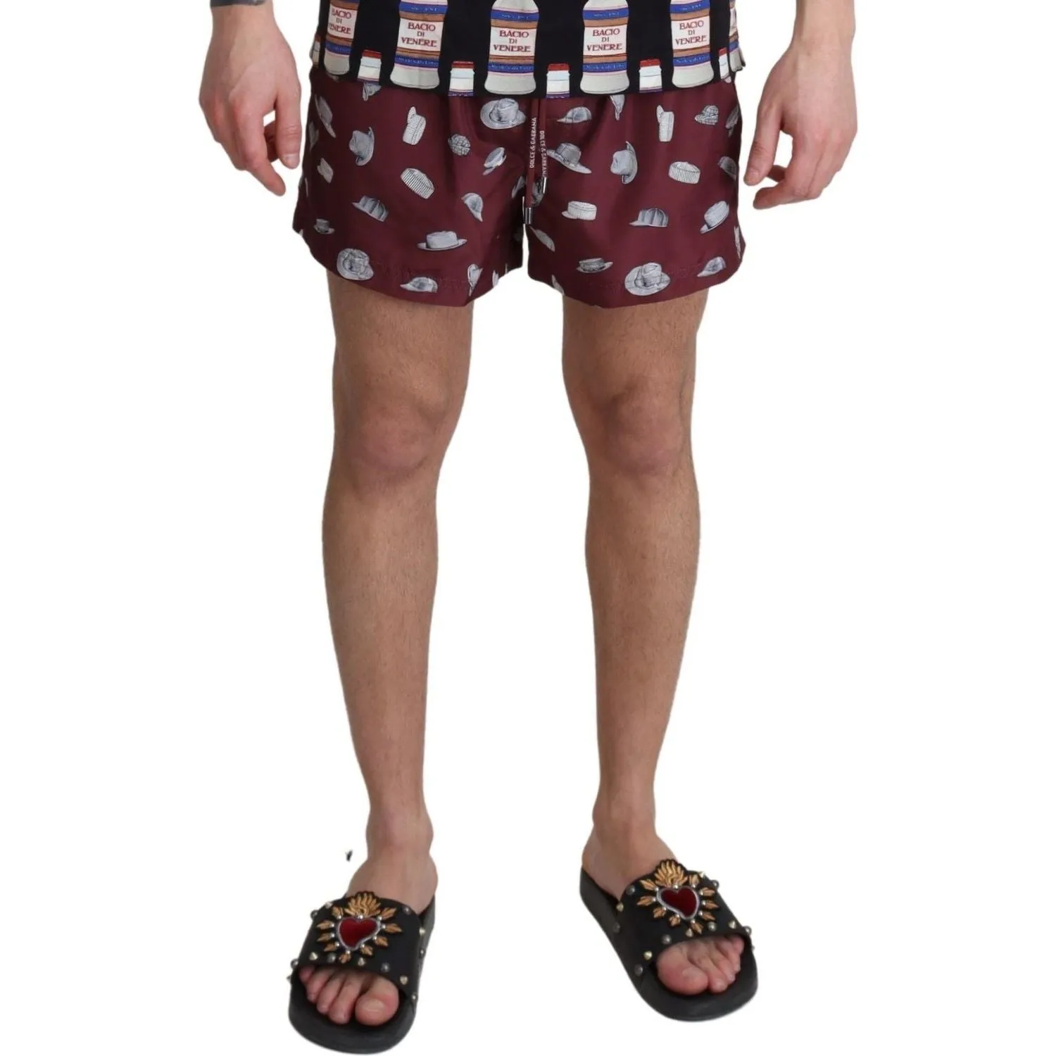 Dolce & Gabbana Maroon Elegance Men's Swimming Trunks