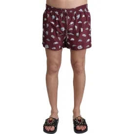 Dolce & Gabbana Maroon Elegance Men's Swimming Trunks