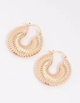 Gold Corrugated Hoop Earrings