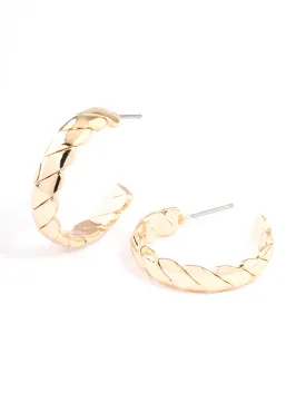 Gold Medium Flat Twisted Hoop Earrings