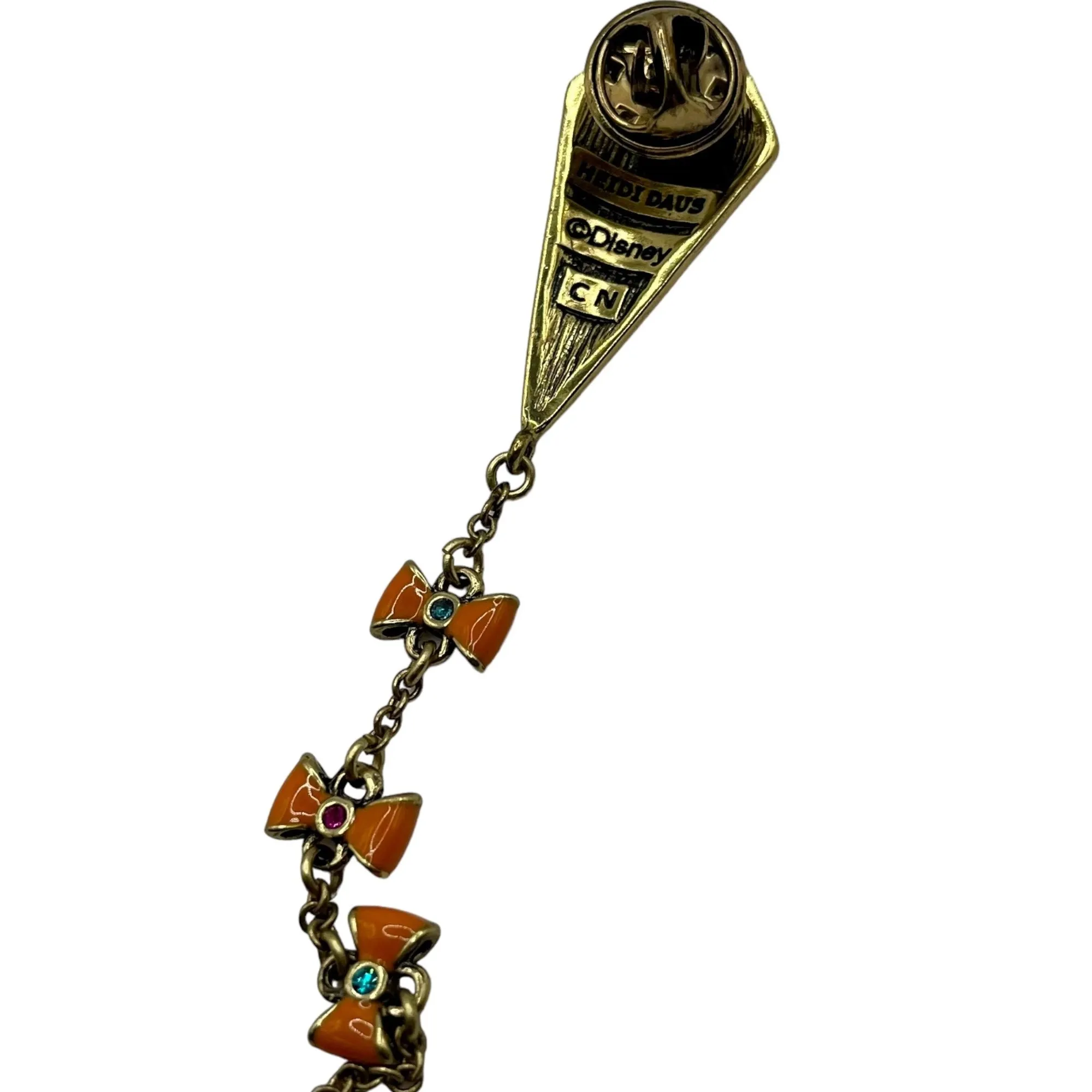 Heidi Daus Disney Fly Kite Pins Brooches Orange Enamel Crystals Bronze Tone