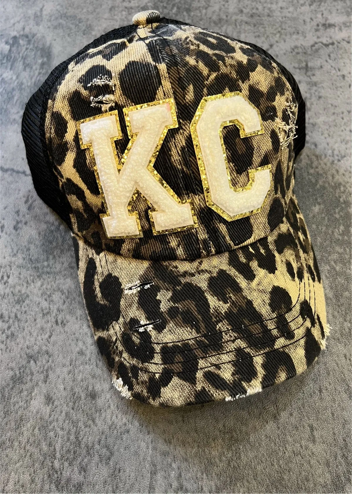 KC Leopard Trucker Ponytail Hat