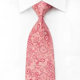 Lancetti Men's Crystal Tie Paisley On Pink Silk With Silver Sparkles