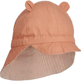 Liewood Gorm Reversible Seersucker Sun Hat with Ears | Y /D Stripe Tuscany Rose /Sandy