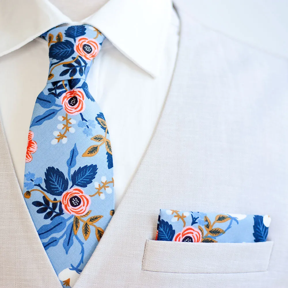 Men's Pocket Square / Birch Floral In Periwinkle