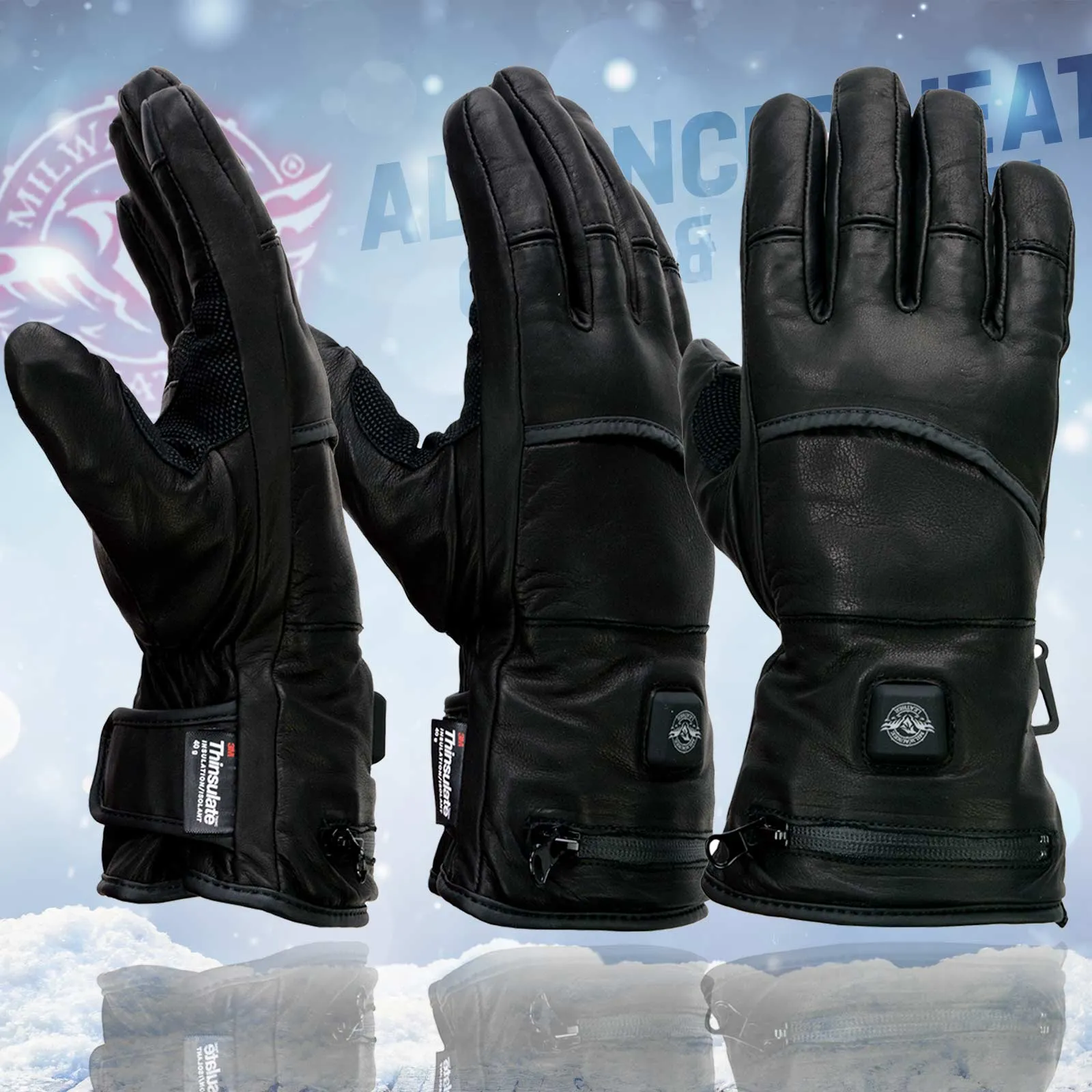 Milwaukee Leather MG7513SET Men’s Heated Winter Gloves for Motorcycle Ski Hunting w/ Battery/Harness Wire and i-Touch