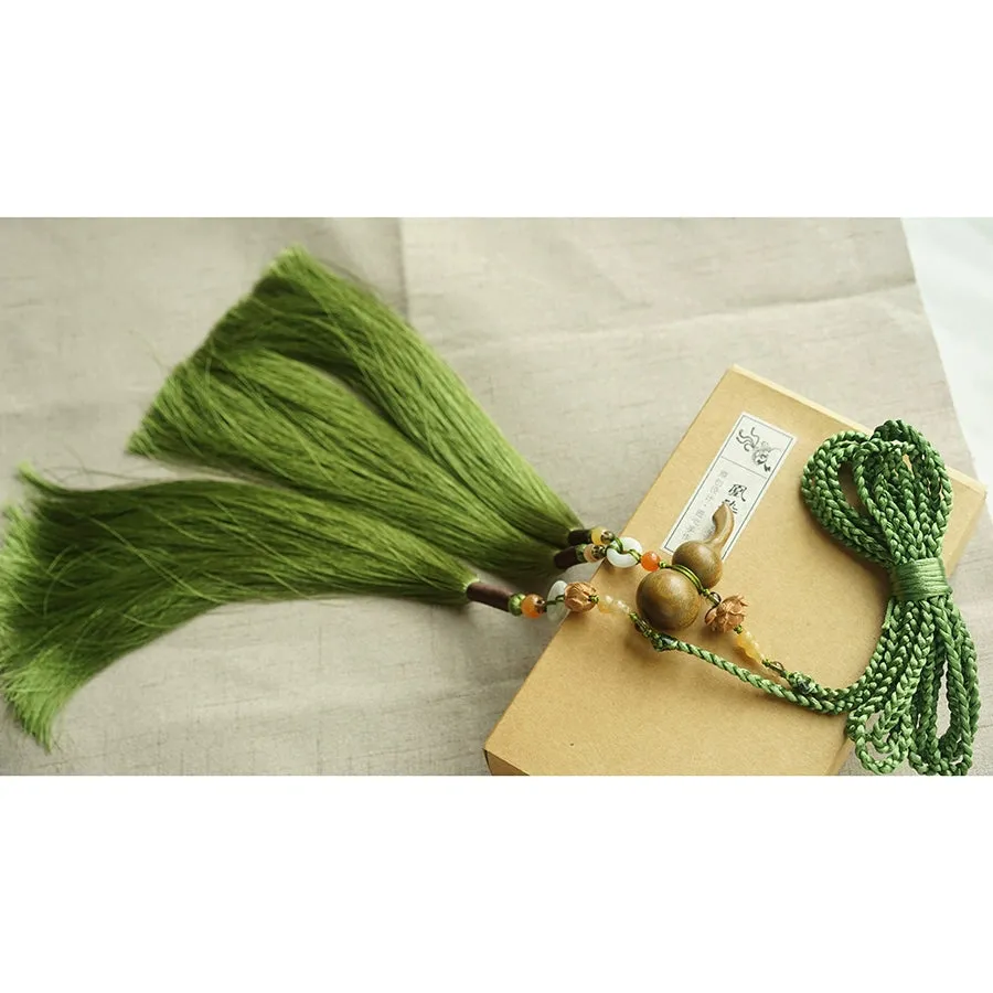 Mu Hulu 木葫芦 Wooden Gourd Tassel Belt Unisex Sandalwood & Jade Hanfu Accessory