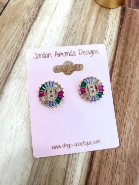 Multicolor Initial Earring