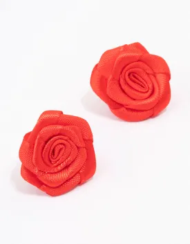 Red Large Rose Stud Earrings