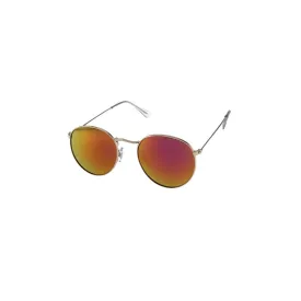 Round Metal Sunglasses with Thin Temples and Color Mirror Lenses