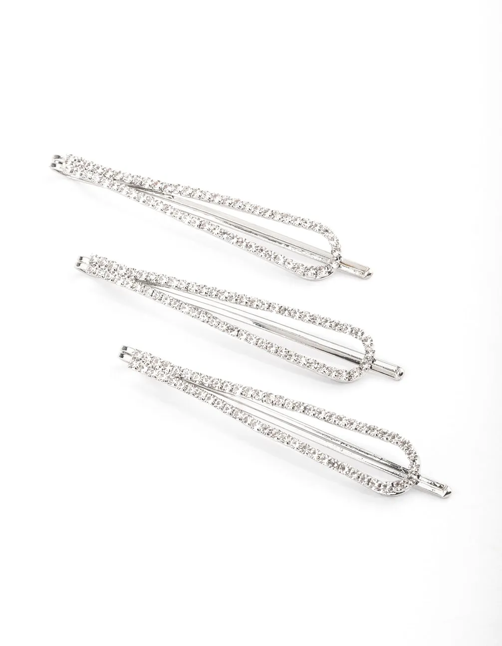 Silver Diamante Slide Clips Pack