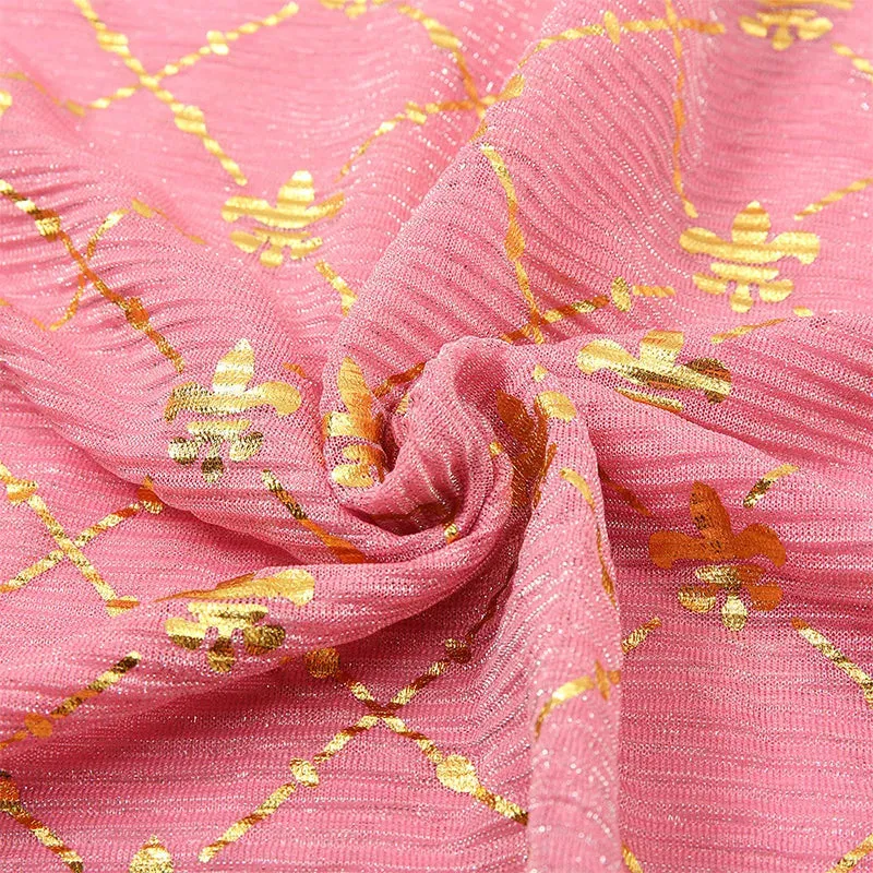 Solid Bubble Chiffon Gold Shimmer Crinkle Hijabs Scarf