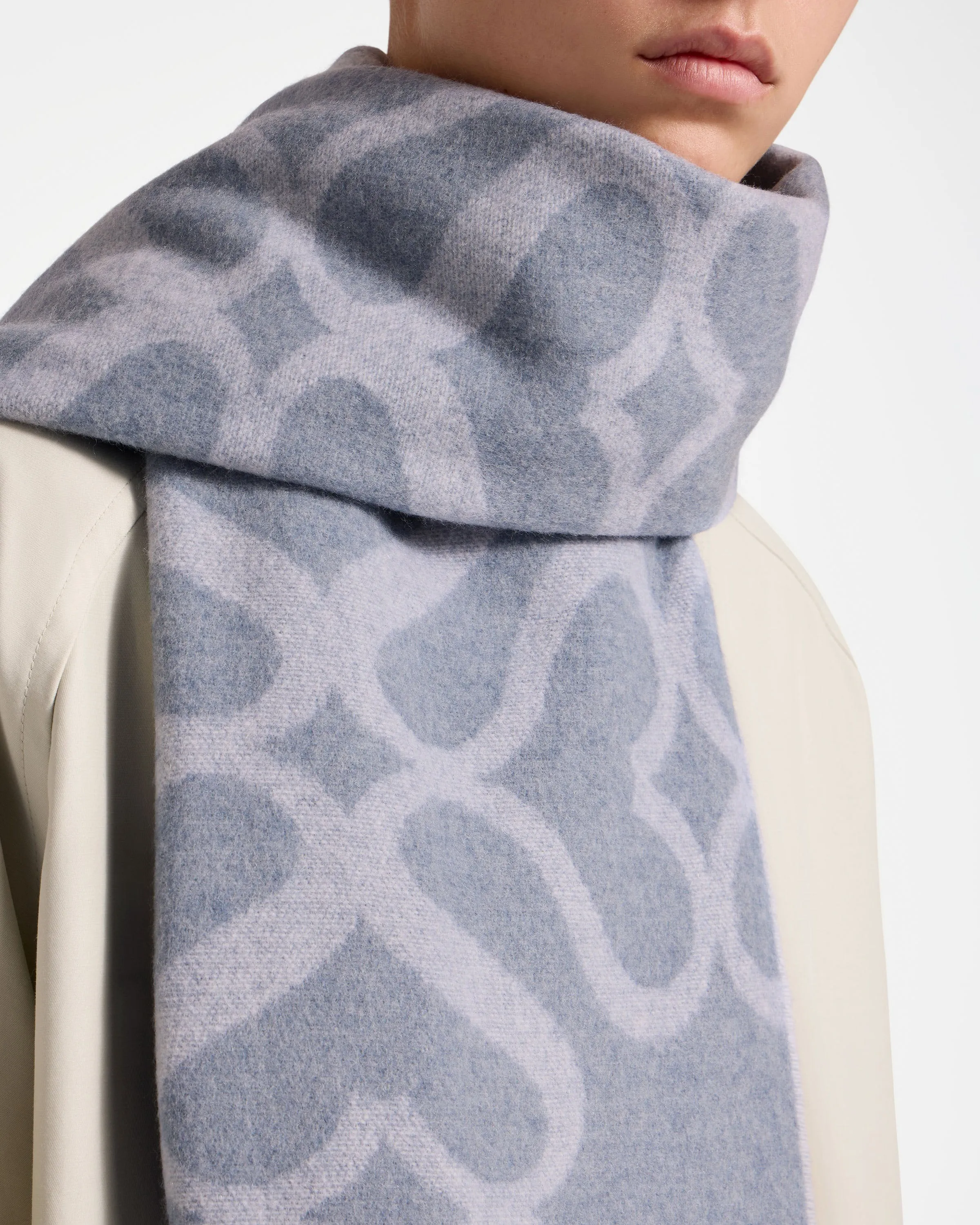 Strathberry Monogram Scarf - Denim Blue Jacquard