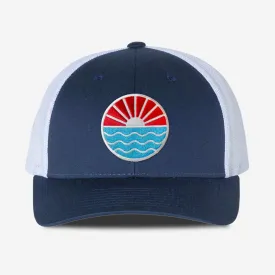 Sun Wave Trucker Hat - Navy White