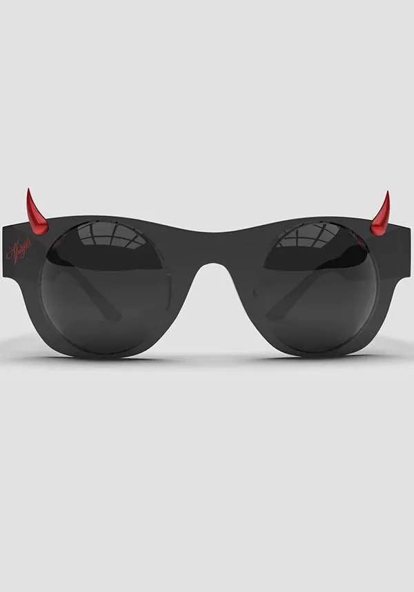 The Beast [Black/Red Horns/Red Ink] | DEATH GOGGLES