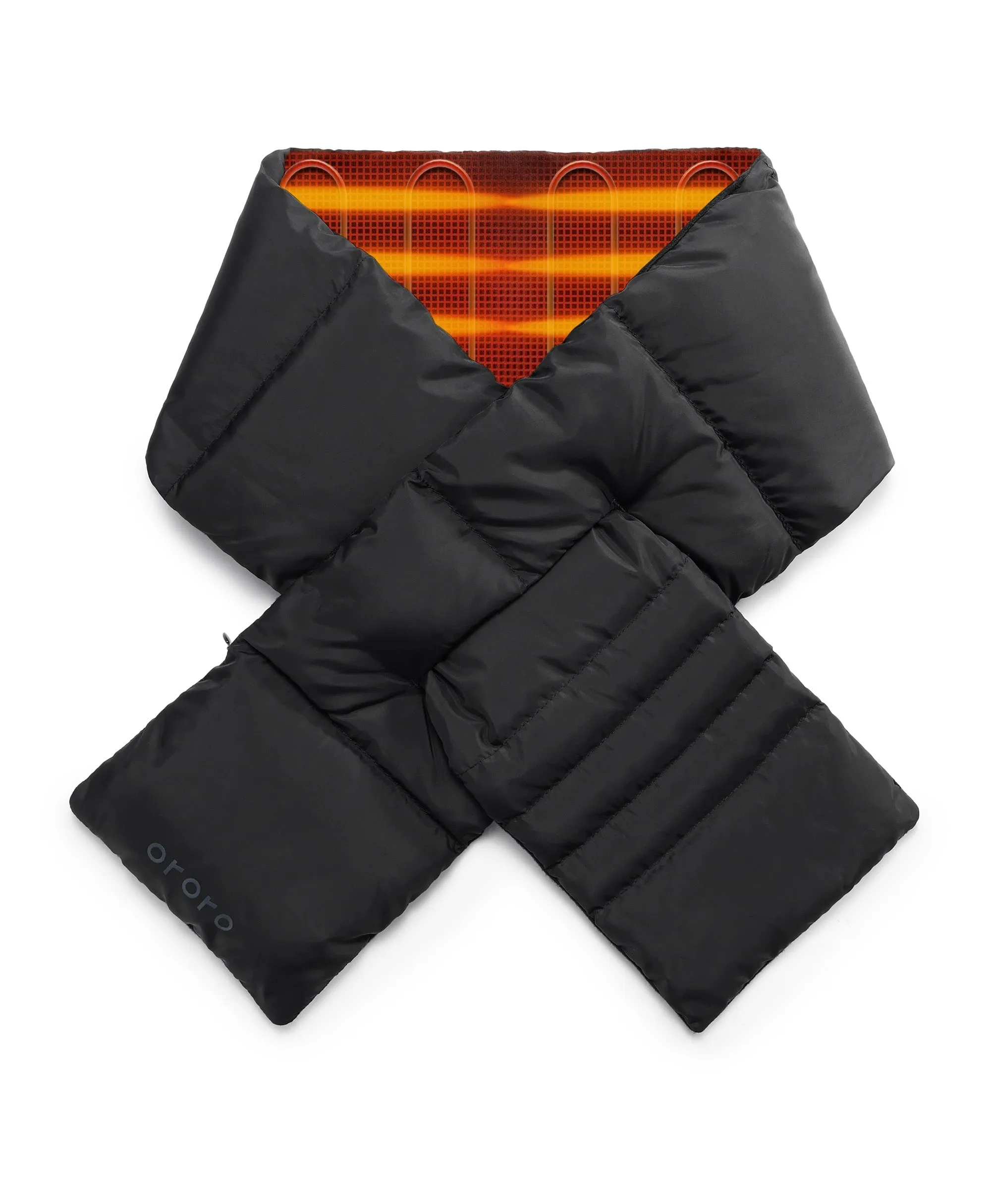 Unisex Heated Puffer Down Scarf - Black / Light Grey