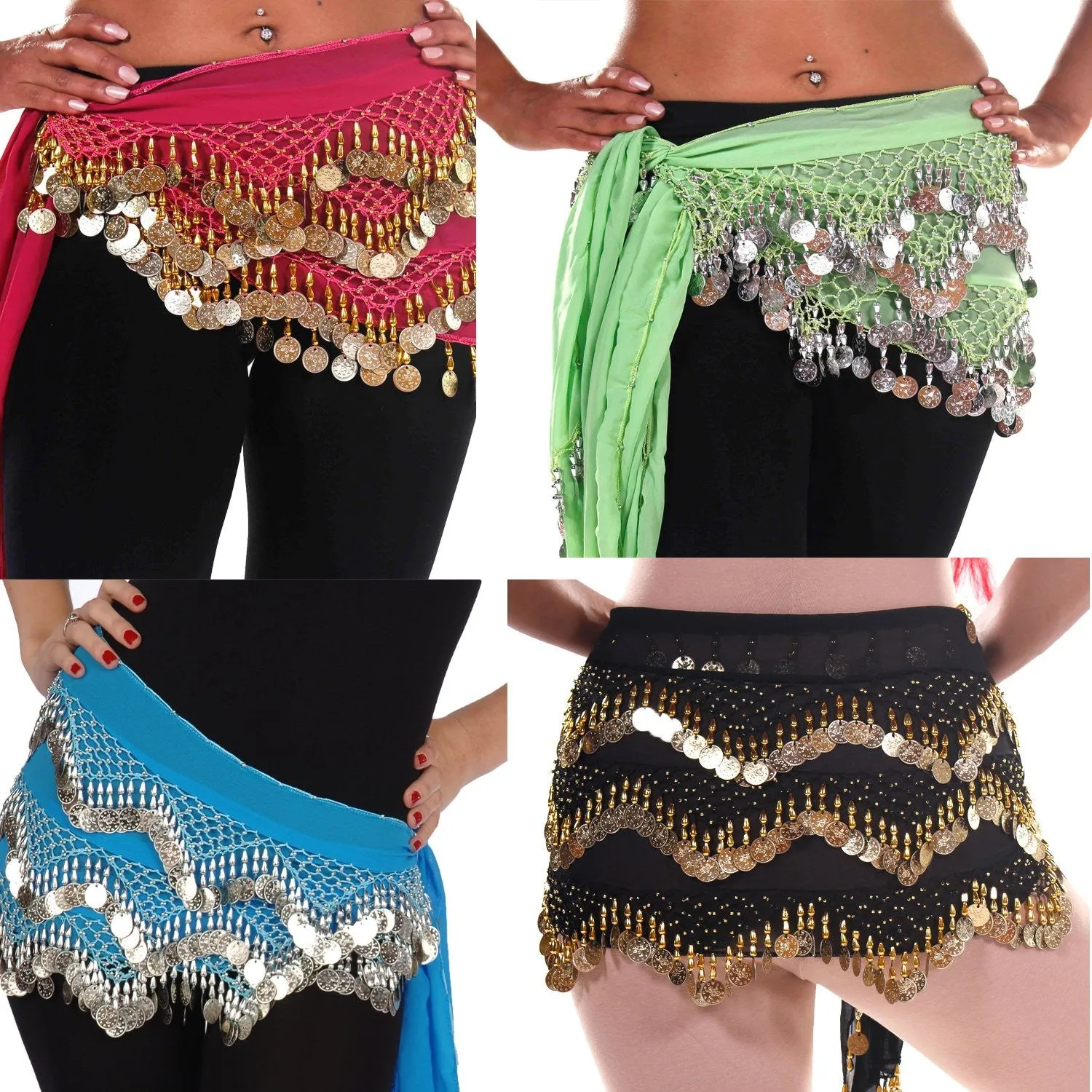 Wholesale Lots of 6 Chiffon Belly Dance Hip Scarf (Model KC)